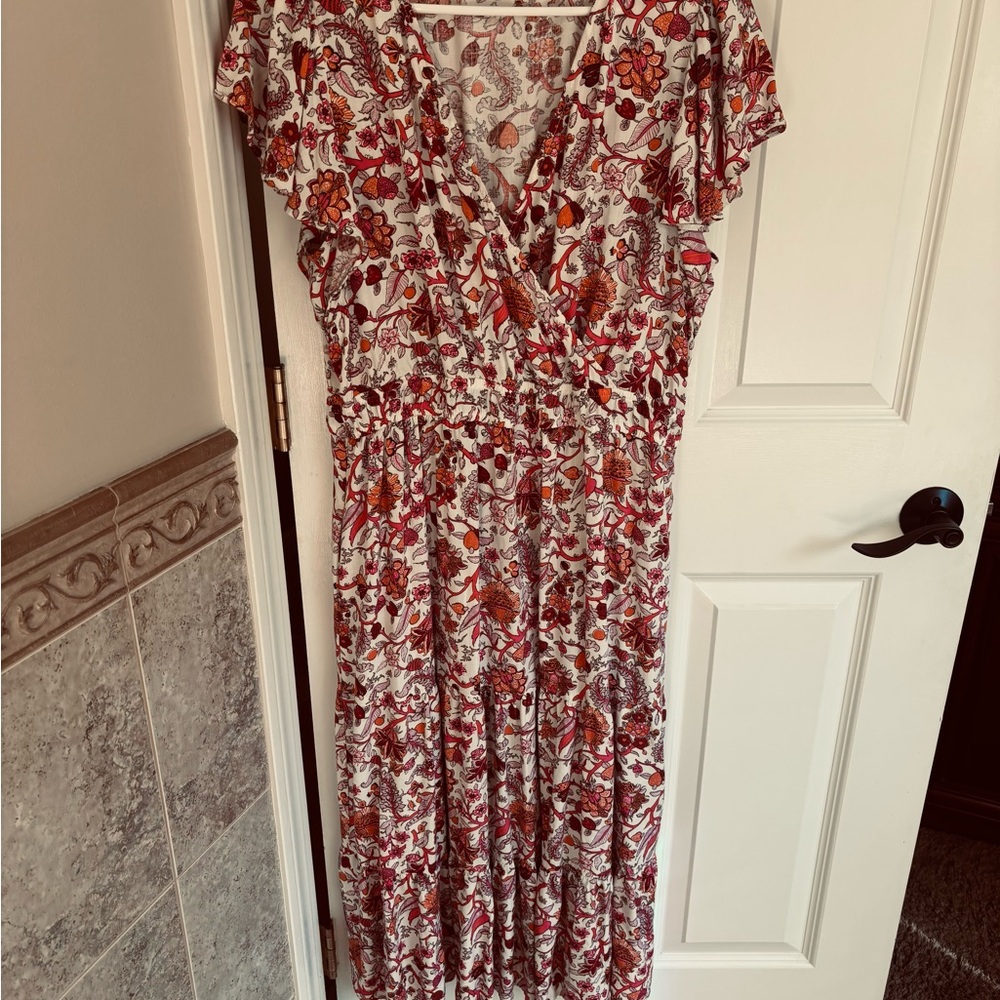 Knox Rose Floral High Low Dress - Red and White
